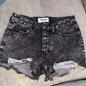 RSQ Women's Charcoal Distressed Jean Shorts
